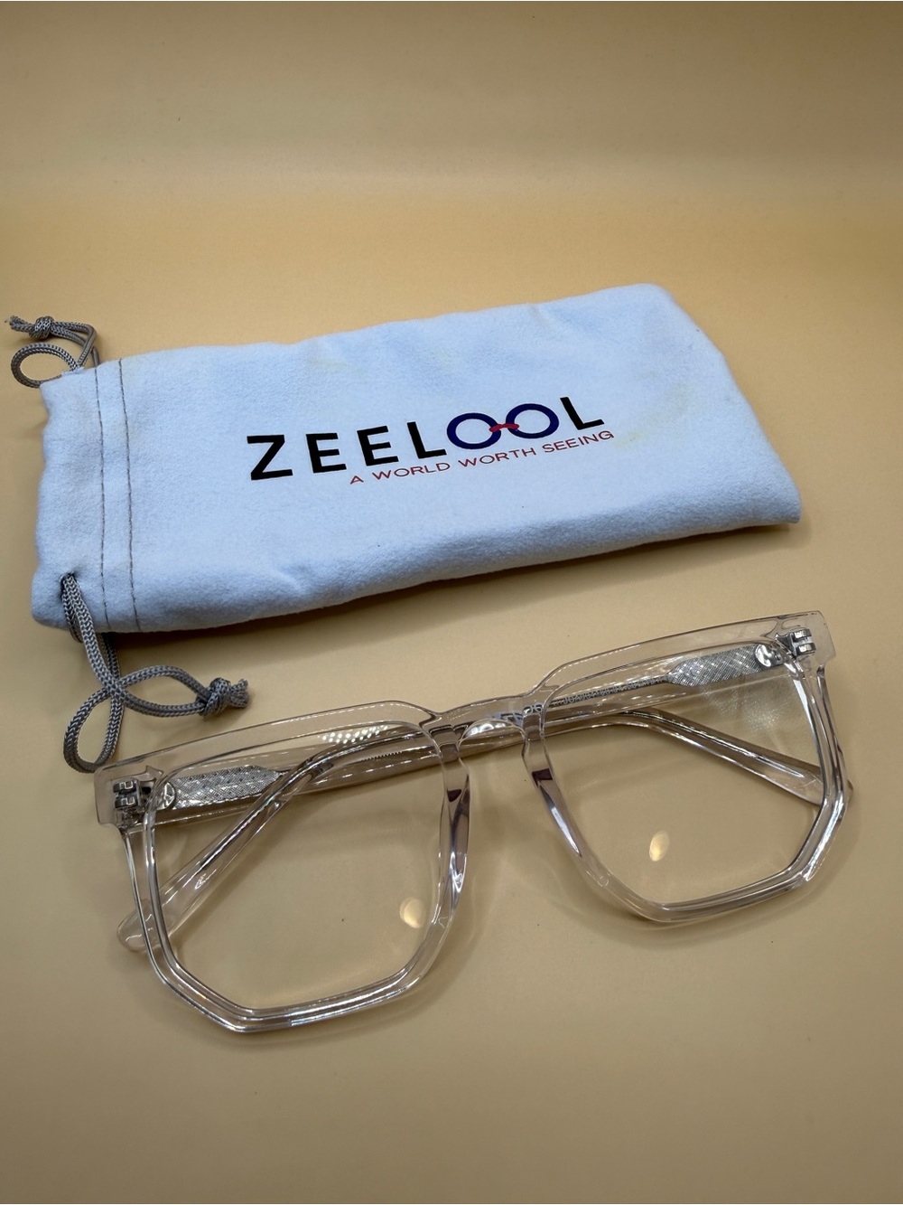 Zeelool Clear Transparent Square Glasses Frame, No Prescription